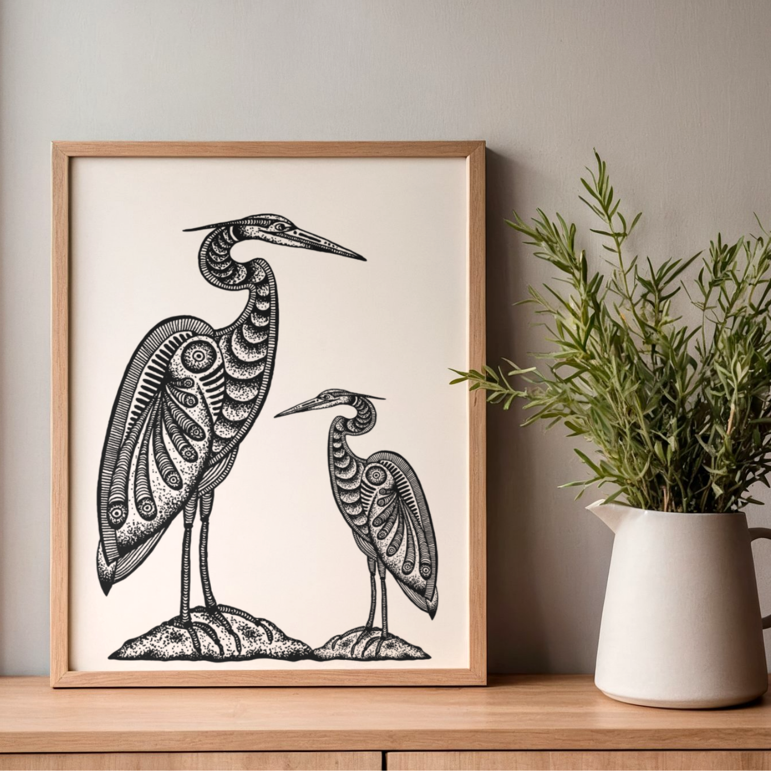 Double Heron Print